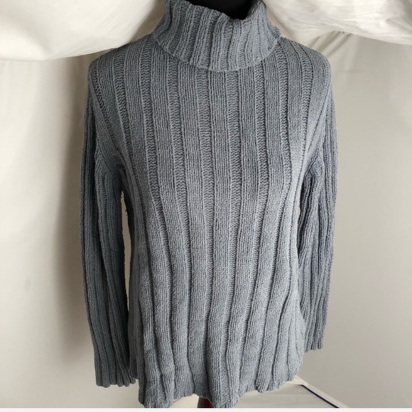 Express Y2K gray chenille tunic turtleneck sweater L - Picture 1 of 7